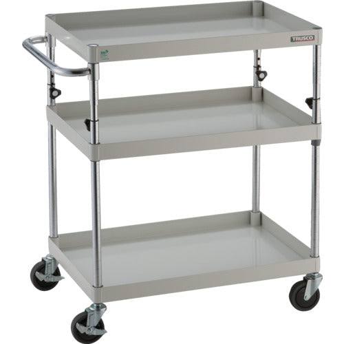 TRUSCO Tool Wagon Phoenix Wagon, Noise-reducing, 750 x 500 x H880-1130, 3 Tiers, White, PEW-A973-W, 1 Unit