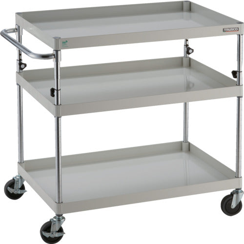 TRUSCO Tool Wagon Phoenix Wagon, Noise-reducing, 900 x 600 x H880-1130, 3 Tiers, White, PEW-A993-W, 1 Unit