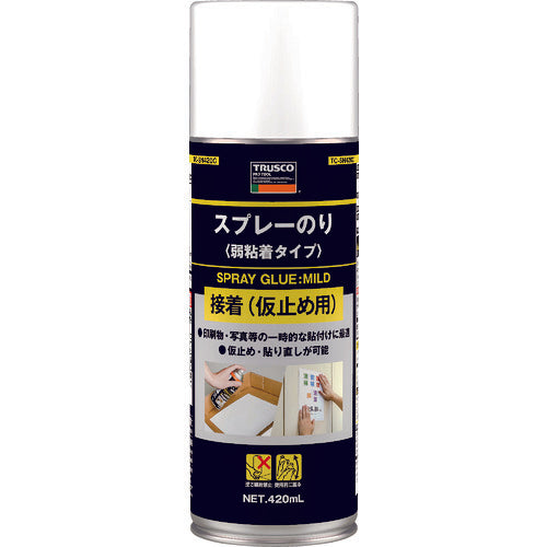 ＴＲＵＳＣＯ　スプレ−のり　弱粘着タイプ　４２０ｍｌ　TC-SN420C　1 本