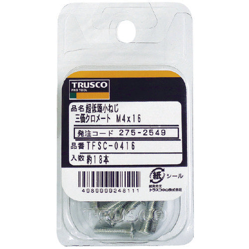 ＴＲＵＳＣＯ　超低頭小ねじ　三価クロメート　Ｍ３Ｘ６　３８本入　TFSC-0306　1 PK