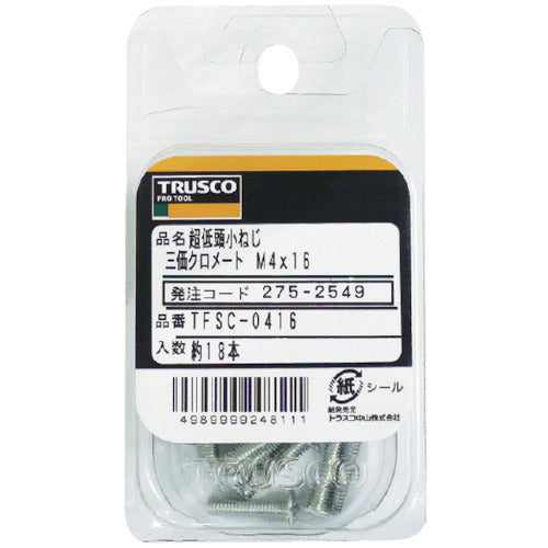 ＴＲＵＳＣＯ　超低頭小ねじ　三価クロメート　Ｍ３Ｘ８　３６本入　TFSC-0308　1 PK