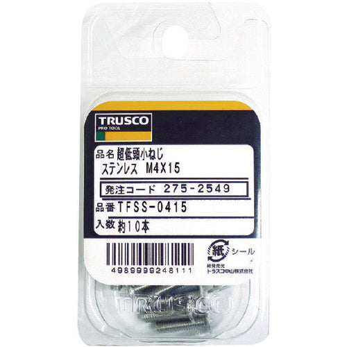 ＴＲＵＳＣＯ　超低頭小ねじ　ステンレス　Ｍ３Ｘ６　１８本入　TFSS-0306　1 PK