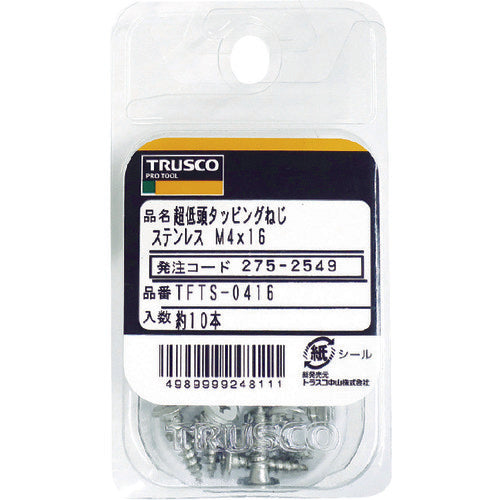 ＴＲＵＳＣＯ　超低頭タッピングねじ　ステンレス　Ｍ３Ｘ１０　２２本入　TFTS-0310　1 PK