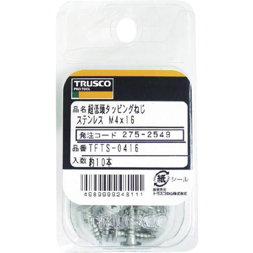 ＴＲＵＳＣＯ　超低頭タッピングねじ　ステンレス　Ｍ３Ｘ１２　１８本入　TFTS-0312　1 PK