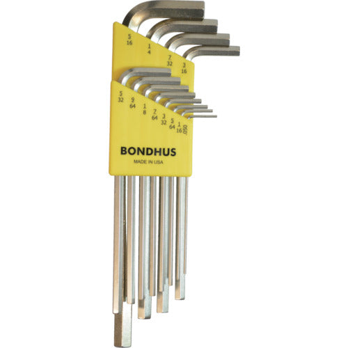 BONDHUS 육각 L-렌치 롱 인치 세트 12개 세트(0.050-5/16) HLX12B 1 S