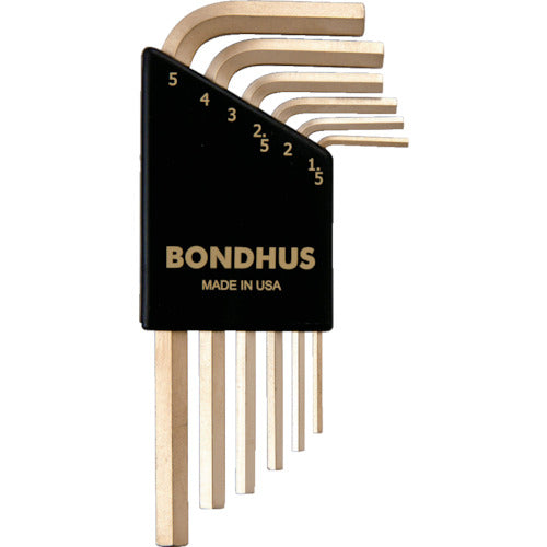 ＢＯＮＤＨＵＳ　六角Ｌ−レンチ　ショート　ゴールド　セット６本組（１．５−５ｍｍ）　HLX6MSG　1 Ｓ