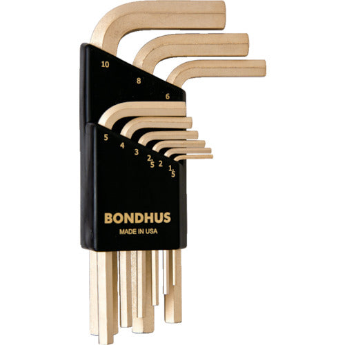 ＢＯＮＤＨＵＳ　六角Ｌ−レンチ　ショート　ゴールド　セット９本組（１．５−１０ｍｍ）　HLX9MSG　1 Ｓ