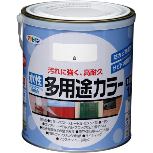 アサヒペン　水性多用途カラー　１．６Ｌ　ツヤ消し黒　461537　1 缶