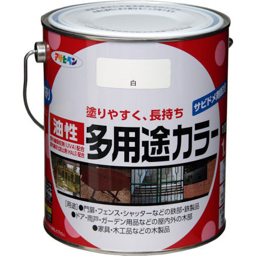 アサヒペン　油性多用途カラー　１．６Ｌ　白　537218　1 缶