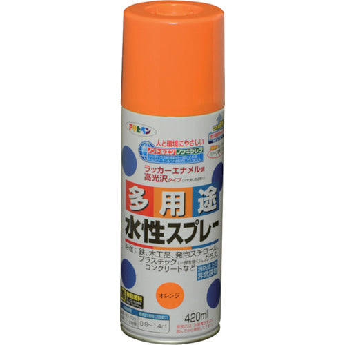 アサヒペン　水性多用途スプレー　４２０ＭＬ　オレンジ　566072　1 本