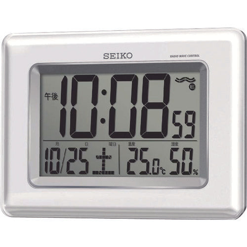 Seiko Radio-controlled clock with thermometer and hygrometer SQ424W 1 unit