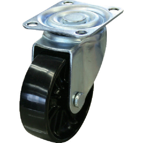 유에이 플레이트식 자재 캐스터 블랙 나일론 바퀴 지름 65mm S타입 SG형 설치 치수 55×42 SG-65BNY 1개