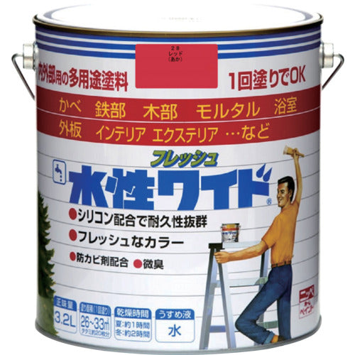 ニッぺ　水性フレッシュワイド　３．２Ｌ　レッド　ＨＴＡ１１２−３．２　4976124025235　1 缶