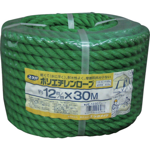 Yutakamake Rope PE Color Rope All-Purpose Pack 12φ x 30m Green PE1230-GN 1 Roll