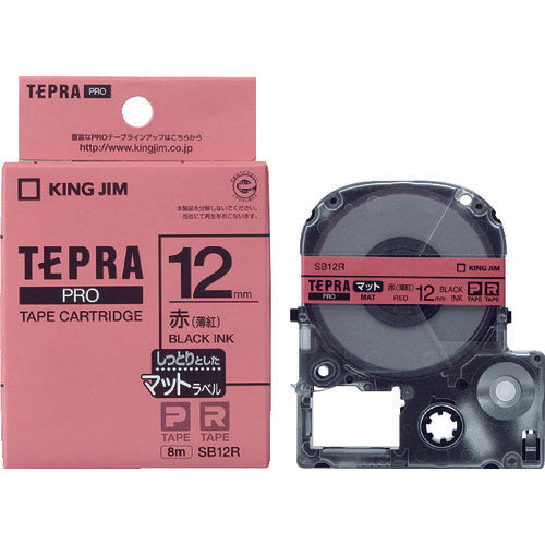 KING JIM [Genuine] "Tepra" PRO tape 12mm matte label/red label/black text 8m length SB12R 1 piece