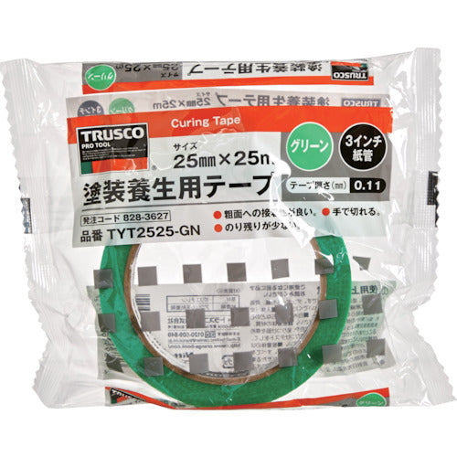 ＴＲＵＳＣＯ　塗装養生用テープ　グリーン　２５Ｘ２５　TYT2525-GN　1 巻