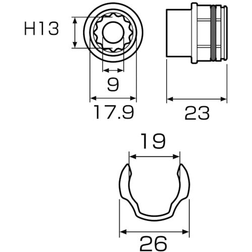 アネックス　オフセットアダプター専用ソケット１３ｍｍ　AOA-1913　1 個