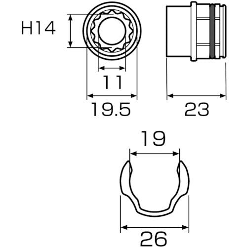 アネックス　オフセットアダプター専用ソケット１４ｍｍ　AOA-1914　1 個