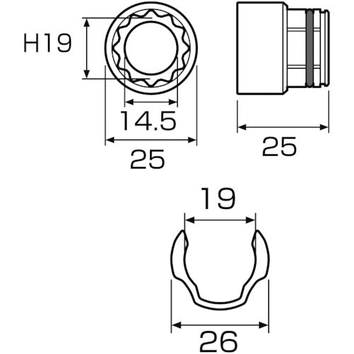 アネックス　オフセットアダプター専用ソケット１９ｍｍ　AOA-1919　1 個