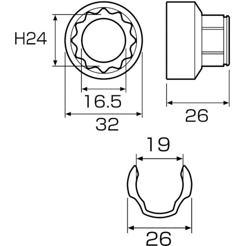 アネックス　オフセットアダプター専用ソケット２４ｍｍ　AOA-1924　1 個