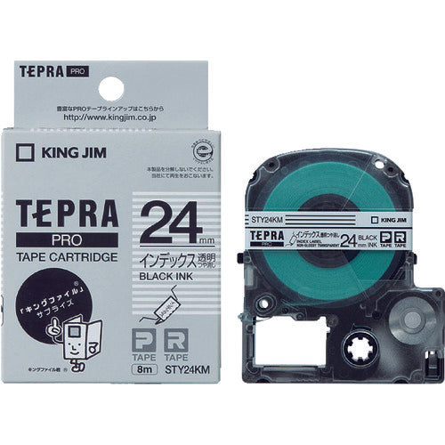 KING JIM 【순정】 “테프라” PRO 테이프 24 mm투명 라벨/흑문자 인덱스 라벨 길이 8 m STY24KM 1개