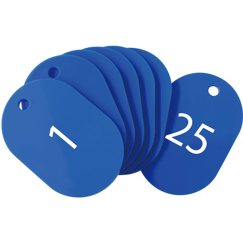 ＯＰ　番号札　小　番号入り１〜２５　青　（２５枚入）　BF-70-BU　1 箱