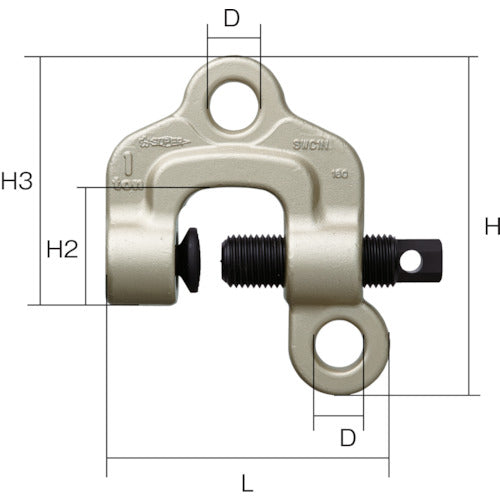 スーパー　ねじ式クランプ　スクリューカムクランプ（ダブル・アイ型）　基本使用荷重０．５ｔ　両口ラチェットレンチ（ショートタイプ）：１７×２１付　SWC0.5N　1 台