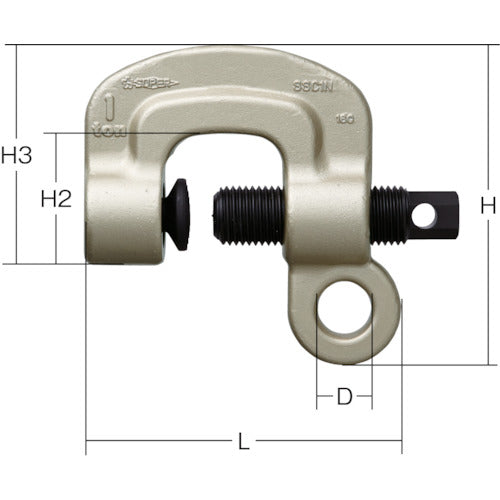 スーパー　ねじ式クランプ　スクリューカムクランプ（シングル・アイ型）　基本使用荷重２ｔ　SSC2N　1 台