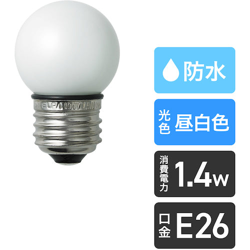 ＥＬＰＡ　電球（ＬＥＤ）　ＬＥＤ電球Ｇ４０形防水Ｅ２６　明るさ６０ｌｍ　昼白色相当　LDG1N-G-GWP250　1 個