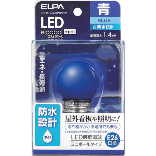 ELPA 전구(LED) LED 전구 G40형 방수 E26 파랑 LDG1B-G-GWP252 1개