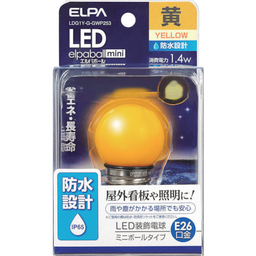 ＥＬＰＡ　電球（ＬＥＤ）　ＬＥＤ電球Ｇ４０形防水Ｅ２６　黄　LDG1Y-G-GWP253　1 個