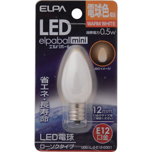 ＥＬＰＡ　電球（ＬＥＤ）　ＬＥＤ電球ローソク形Ｅ１２　明るさ１５ｌｍ　電球色相当　LDC1L-G-E12-G301　1 個