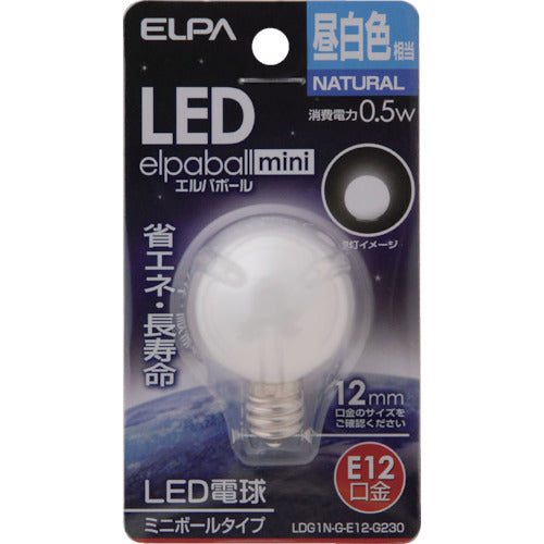 ＥＬＰＡ　電球（ＬＥＤ）　ＬＥＤ電球Ｇ３０形Ｅ１２　明るさ１８ｌｍ　昼白色相当　LDG1N-G-E12-G230　1 個