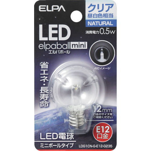 ＥＬＰＡ　電球（ＬＥＤ）　ＬＥＤ電球Ｇ３０形Ｅ１２　明るさ１８ｌｍ　クリア昼白色相当　LDG1CN-G-E12-G235　1 個