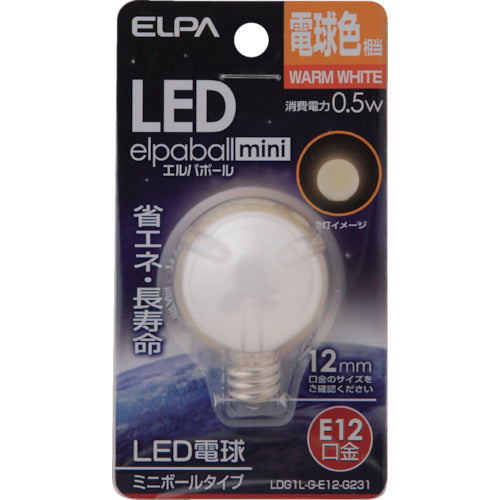 ＥＬＰＡ　電球（ＬＥＤ）　ＬＥＤ電球Ｇ３０形Ｅ１２　明るさ１５ｌｍ　電球色相当　LDG1L-G-E12-G231　1 個