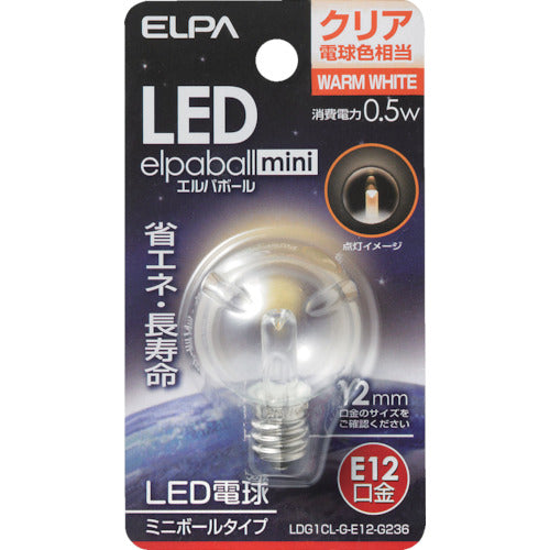 ＥＬＰＡ　電球（ＬＥＤ）　ＬＥＤ電球Ｇ３０形Ｅ１２　明るさ１５ｌｍ　クリア電球色相当　LDG1CL-G-E12-G236　1 個