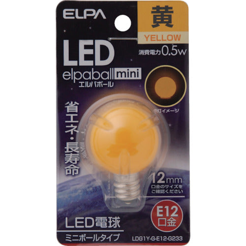 ＥＬＰＡ　電球（ＬＥＤ）　ＬＥＤ電球Ｇ３０形Ｅ１２　黄　LDG1Y-G-E12-G233　1 個