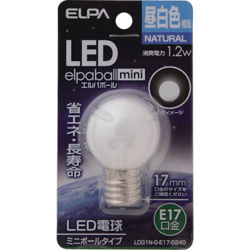 ＥＬＰＡ　電球（ＬＥＤ）　ＬＥＤ電球Ｇ３０形Ｅ１７　明るさ５５ｌｍ　昼白色相当　LDG1N-G-E17-G240　1 個