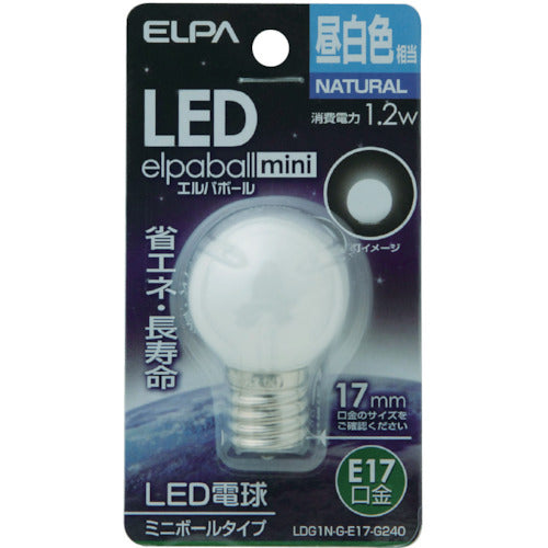 ＥＬＰＡ　電球（ＬＥＤ）　ＬＥＤ電球Ｇ３０形Ｅ１７　明るさ５５ｌｍ　昼白色相当　LDG1N-G-E17-G240　1 個