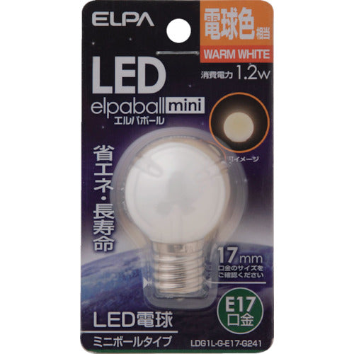 ＥＬＰＡ　電球（ＬＥＤ）　ＬＥＤ電球Ｇ３０形Ｅ１７　明るさ４５ｌｍ　電球色相当　LDG1L-G-E17-G241　1 個