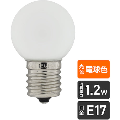 ＥＬＰＡ　電球（ＬＥＤ）　ＬＥＤ電球Ｇ３０形Ｅ１７　明るさ４５ｌｍ　電球色相当　LDG1L-G-E17-G241　1 個