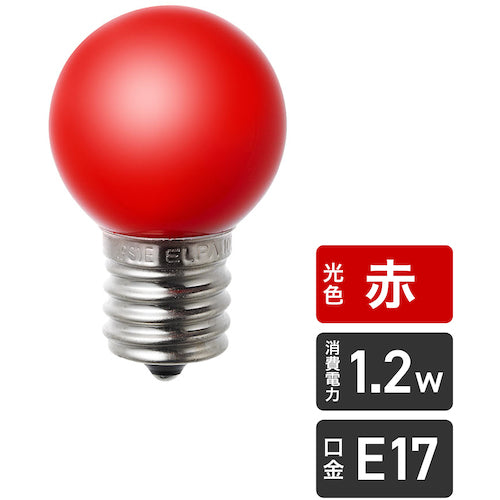 ＥＬＰＡ　電球（ＬＥＤ）　ＬＥＤ電球Ｇ３０形Ｅ１７　赤　LDG1R-G-E17-G244　1 個