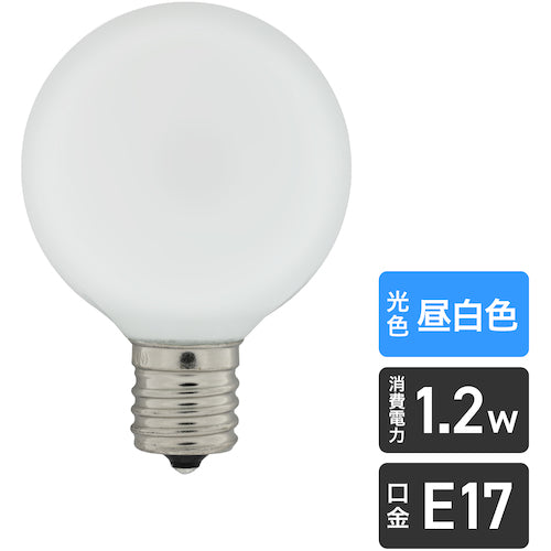 ＥＬＰＡ　電球（ＬＥＤ）　ＬＥＤ電球Ｇ５０形Ｅ１７　明るさ５５ｌｍ　昼白色相当　LDG1N-G-E17-G260　1 個