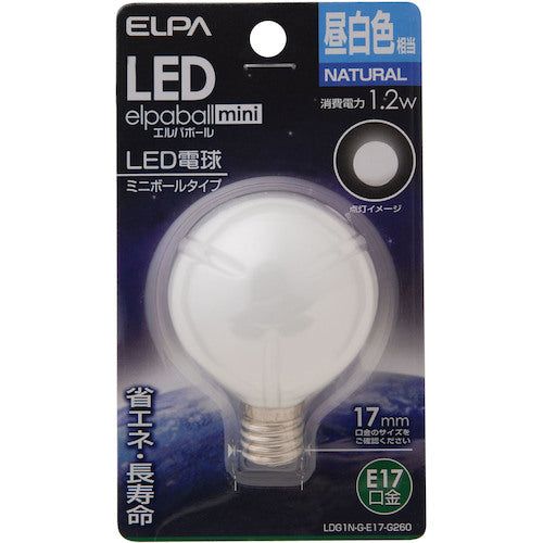 ＥＬＰＡ　電球（ＬＥＤ）　ＬＥＤ電球Ｇ５０形Ｅ１７　明るさ５５ｌｍ　昼白色相当　LDG1N-G-E17-G260　1 個