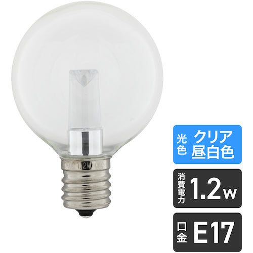 ＥＬＰＡ　電球（ＬＥＤ）　ＬＥＤ電球Ｇ５０形Ｅ１７　明るさ５５ｌｍ　クリア昼白色相当　LDG1CN-G-E17-G265　1 個