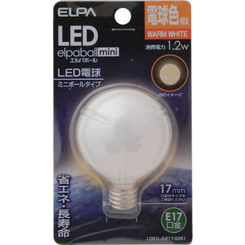 ＥＬＰＡ　電球（ＬＥＤ）　ＬＥＤ電球Ｇ５０形Ｅ１７　明るさ４５ｌｍ　電球色相当　LDG1L-G-E17-G261　1 個