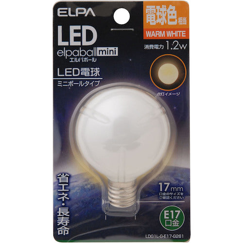 ＥＬＰＡ　電球（ＬＥＤ）　ＬＥＤ電球Ｇ５０形Ｅ１７　明るさ４５ｌｍ　電球色相当　LDG1L-G-E17-G261　1 個