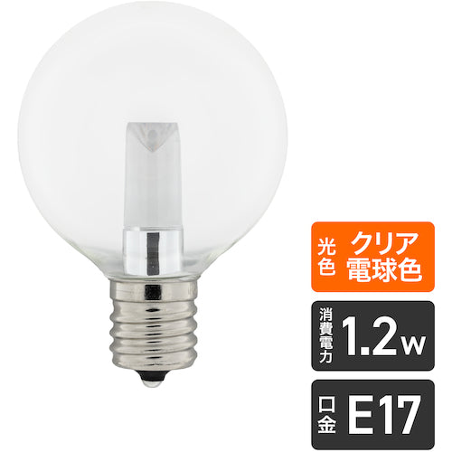 ＥＬＰＡ　電球（ＬＥＤ）　ＬＥＤ電球Ｇ５０形Ｅ１７　明るさ４５ｌｍ　クリア電球色相当　LDG1CL-G-E17-G266　1 個