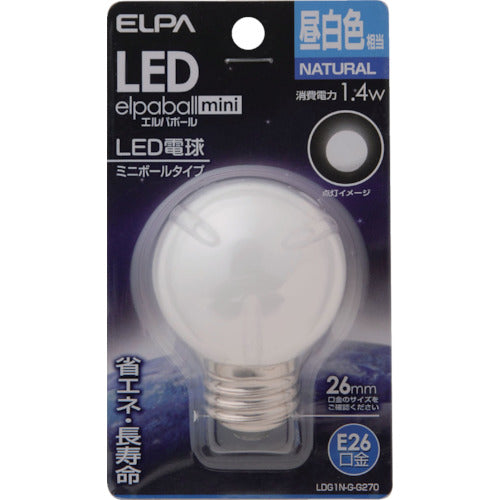 ＥＬＰＡ　電球（ＬＥＤ）　ＬＥＤ電球Ｇ５０形Ｅ２６　明るさ６０ｌｍ　昼白色相当　LDG1N-G-G270　1 個