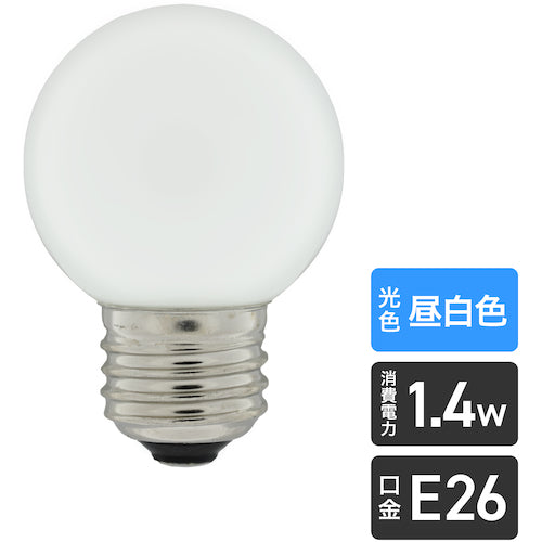 ＥＬＰＡ　電球（ＬＥＤ）　ＬＥＤ電球Ｇ５０形Ｅ２６　明るさ６０ｌｍ　昼白色相当　LDG1N-G-G270　1 個